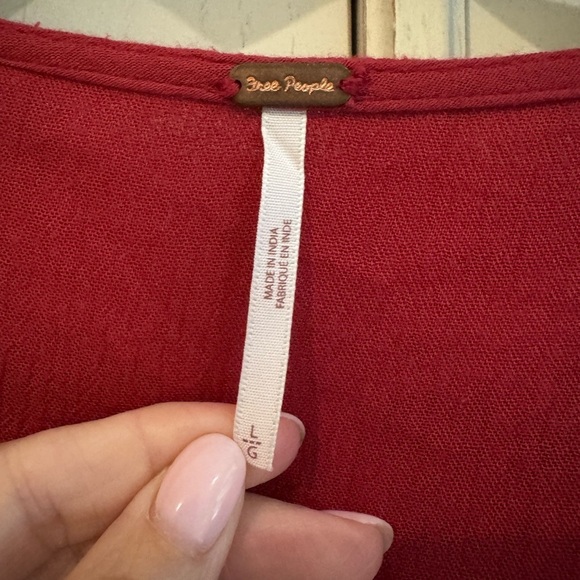 FREE PEOPLE Red Floral Te Amo Bohemian Mini Dress, Large - Picture 5 of 16